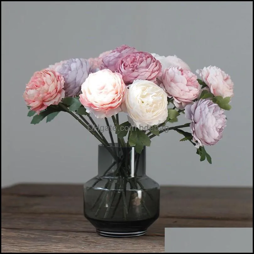 decorative flowers wreaths nordictea rose artificial peony wedding bridal bouquet silk diy flores home supplies party room table