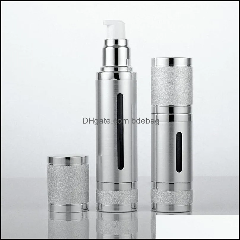 glitter shimmer gold silver empty airless bottles 30ml 50ml portable vacuum pump travel bottle for makeup essence cream 100pcs