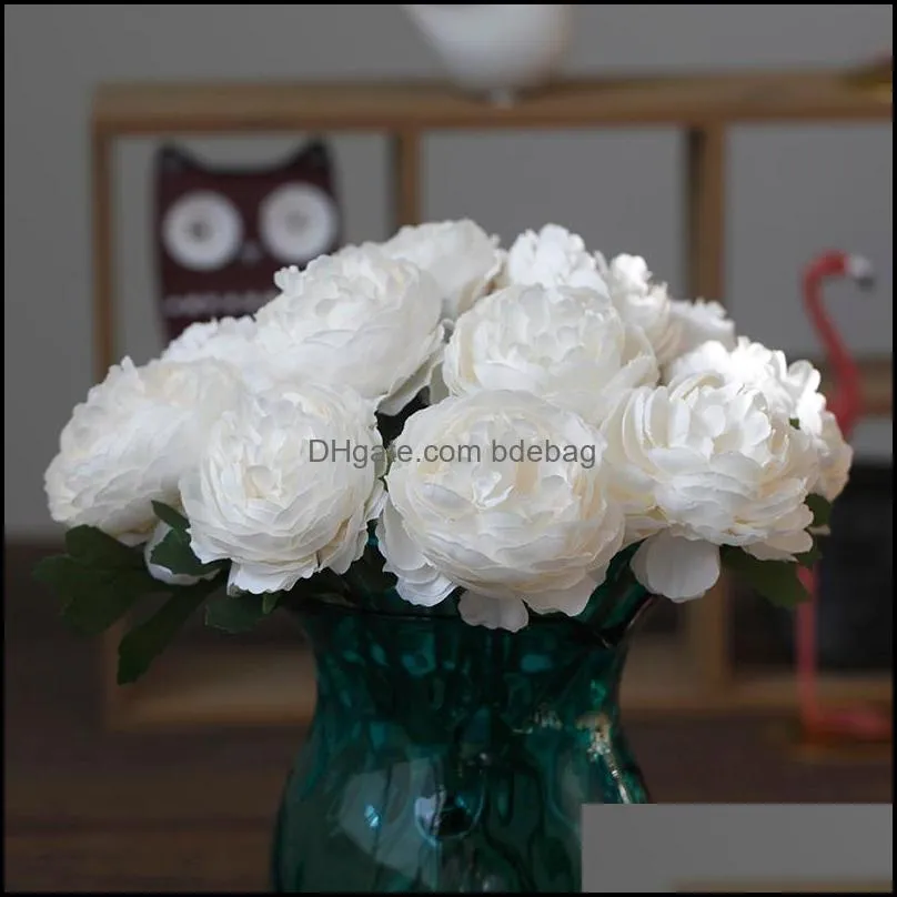 decorative flowers wreaths nordictea rose artificial peony wedding bridal bouquet silk diy flores home supplies party room table