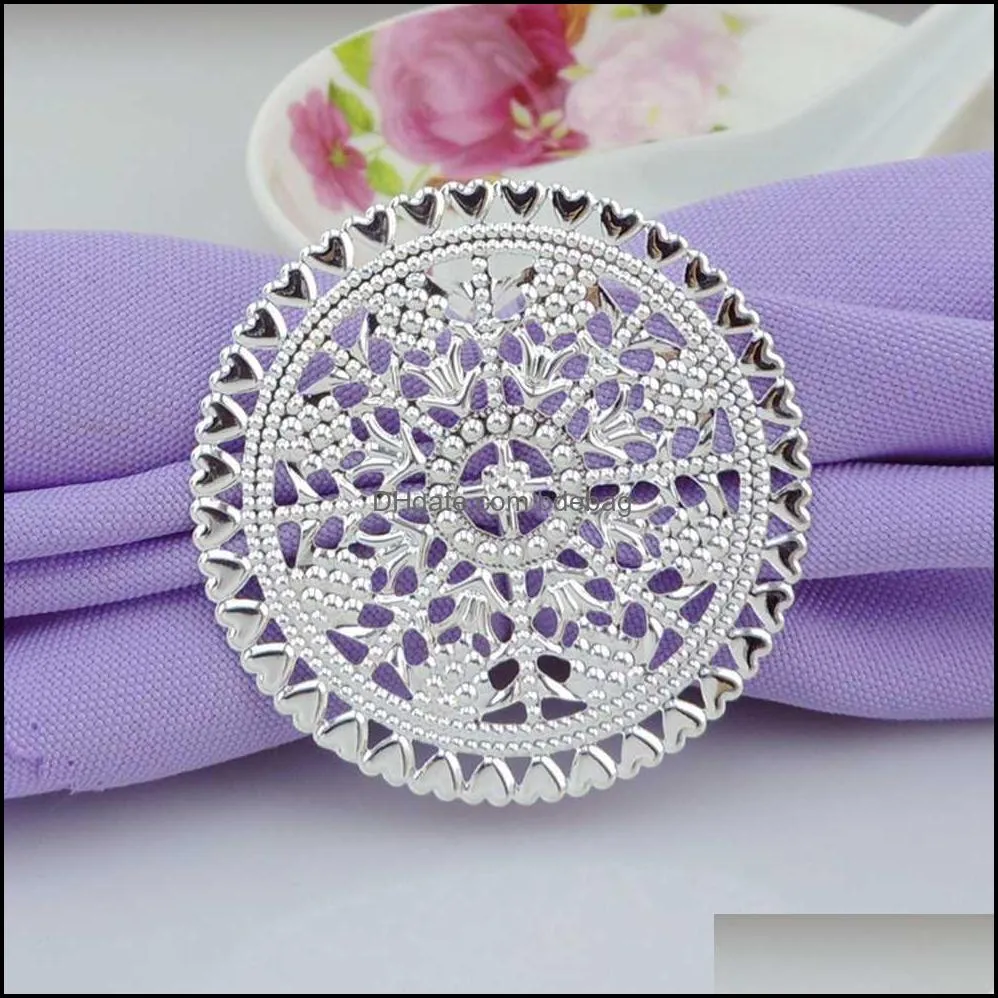 12 pcs/ lot el circle table napkin ring napkin ring metal sheet towel buckle table decorations