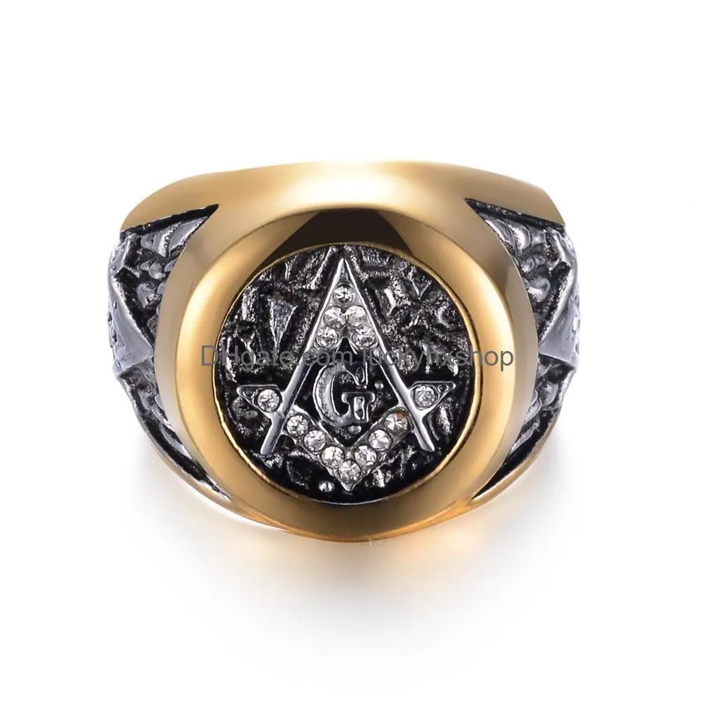 eejart stainless steel masonic ring for men mason symbol g templar masonry rings