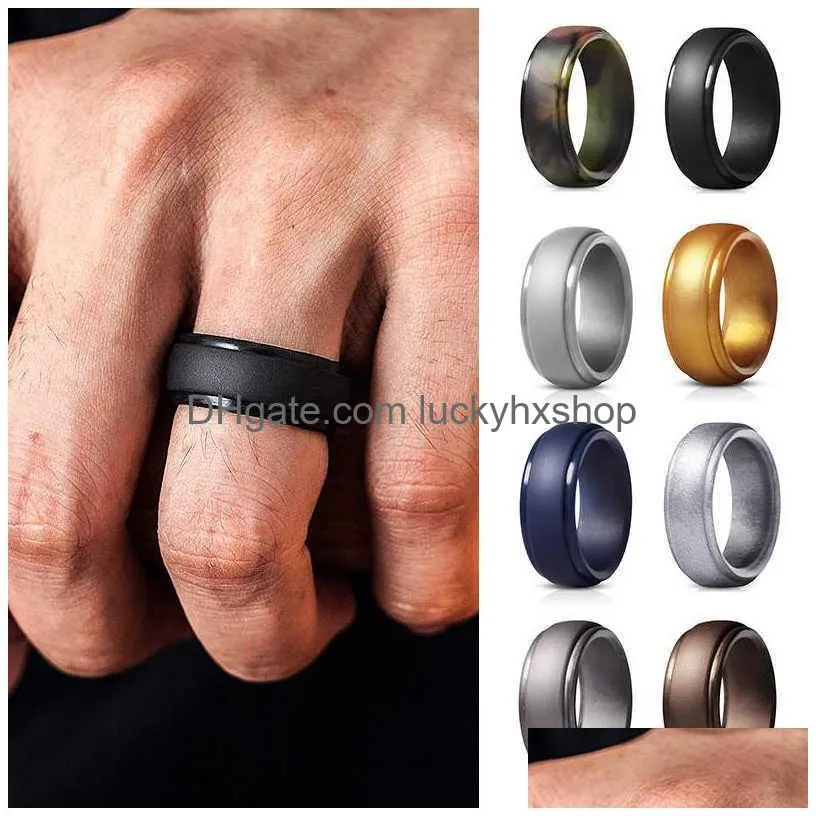 men hypoallergenic flexible sports antibacterial silicone rings 8mm food grade fda silicone finger ring men rubber bands q07087928064