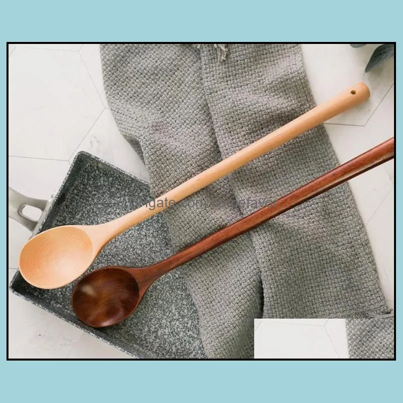 long spoon wooden 33cm 13 inches natural wood long handle spoons for soup cooking stirrer kitchen tools sn4337