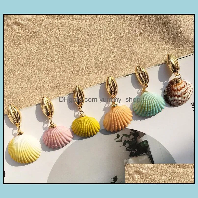 handmade shell dangle earrings bohemian gold irregular seashell conch earring for women girl lady beach holiday jewelry gift wholesale