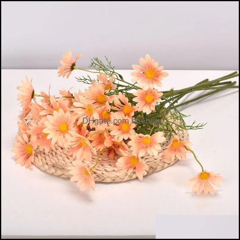 decorative flowers wreaths 5 heads silk dasiy artificial chrysanthemum bride holding bouquet diy home garden wedding decoration fake