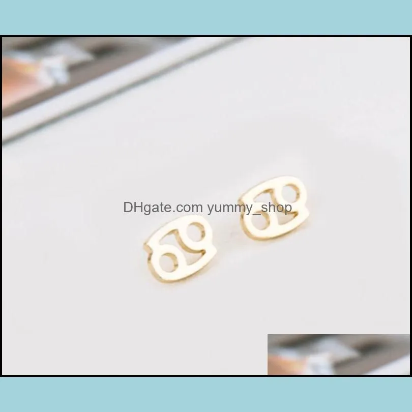 gold and silver constellations earrings 12 zodiac stud earring with gift card trendy jewelry for men women lovers