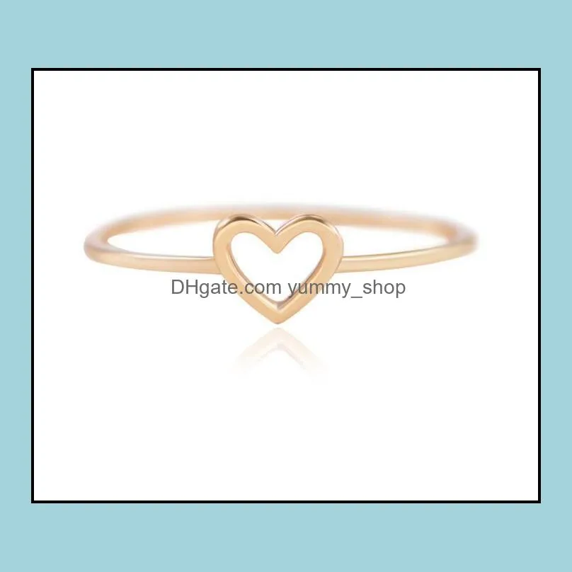 simple hollow heart band rings for women couple wedding promise infinity eternity love jewelry