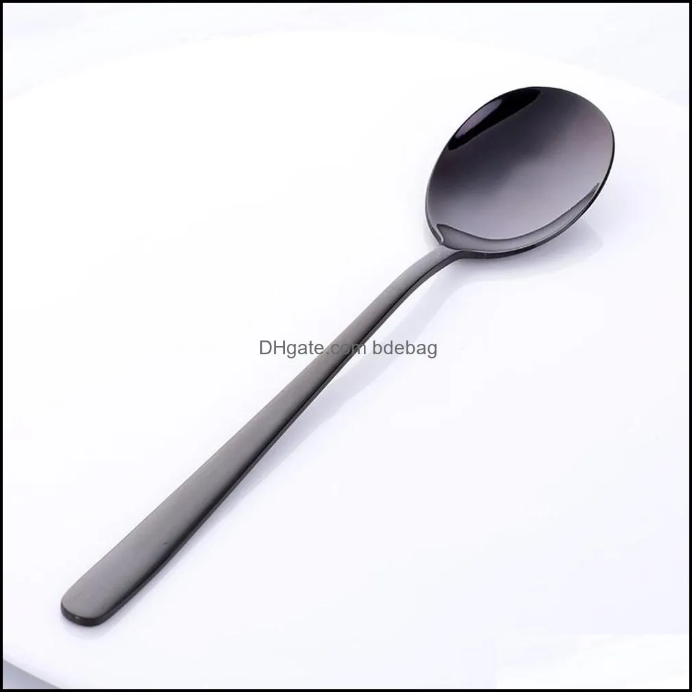 stainless steel spoon 21cm length round shape milk coffee spoons dessert ice cream candy fruit teaspoon accessorie