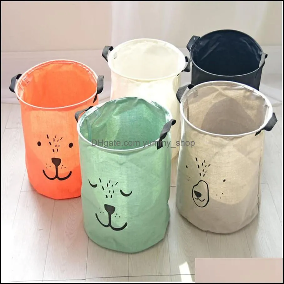 large toy storage bag cloth laundry basket cotton linen storage bucket waterproof folding dirty clothes