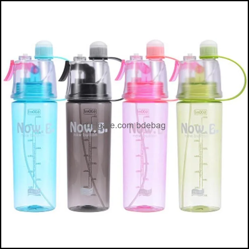 water bottles 400/600ml bottle spray plastic cup leakproof candy color gym yoga sport kettle travel camping portable