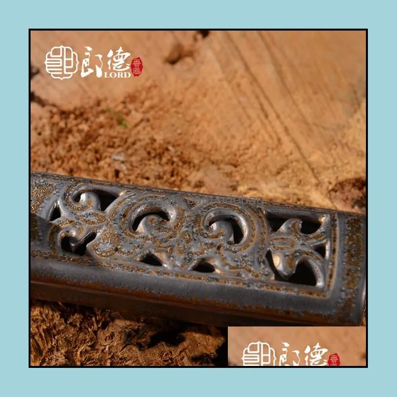 lang de ceramic incense line horizontal interior hand carved hollow sandalwood incense box.