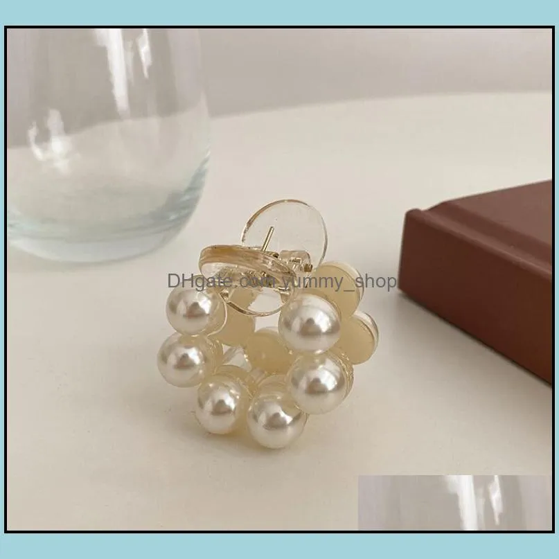 mini round pearl hair clips claw clamps for women girls chic barrettes crab hairpins styling fashion hair accessories