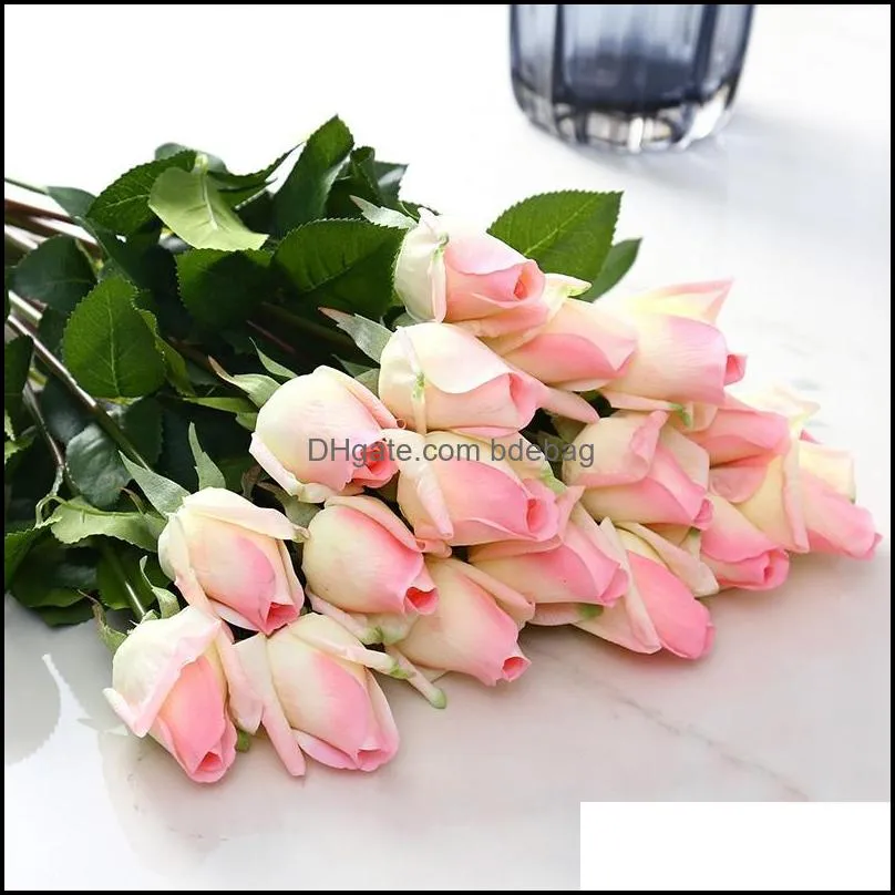 20pcs/set artificial silk real touch rose floral bouquet fake flowers arrange table wedding decor party accessory flores decorative 