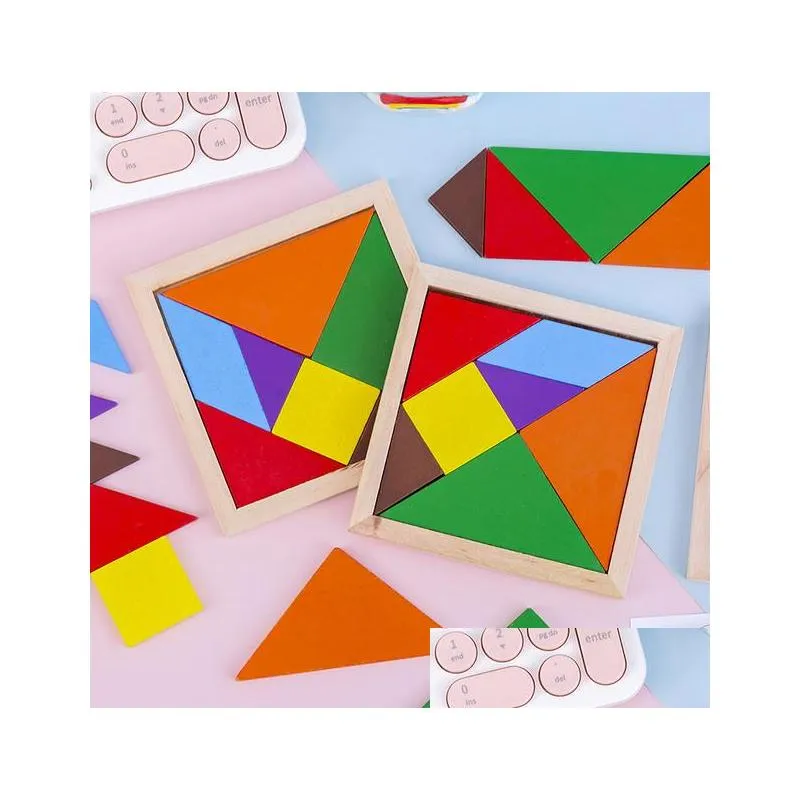 neves neto montessori tangram  wooden puzzle 3d colorful constructor board game for children kids math toys educational game