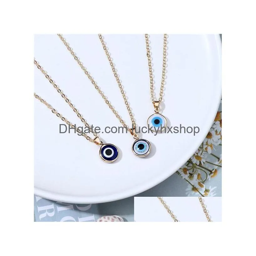 classic simple turkish crystal evil eyes pendant necklace for women fashion jewelry gold color clavicle chain choker necklaces ac414