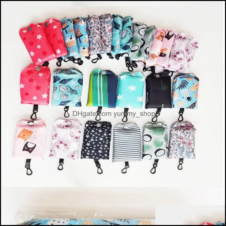  creative printed cloth mobile folding shopping bag supermarket portable polyester storage bag