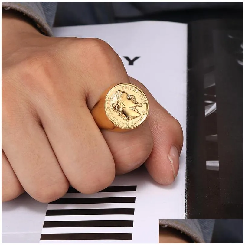 cxqnewa stainless steel big size men punk signet ring jewelry high quality figure statue ring fashion male ring anel masculino