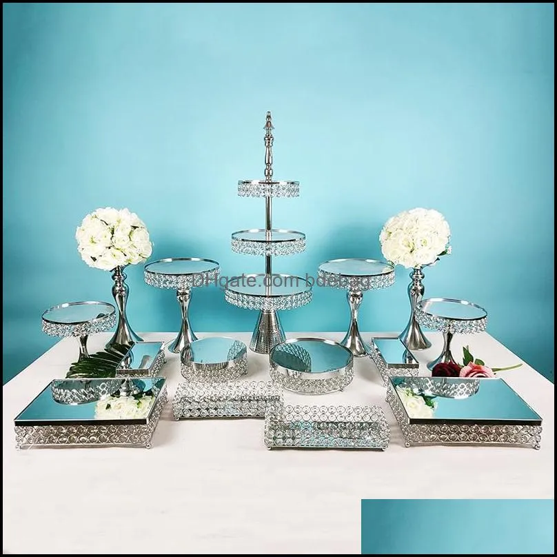 piece 13pcs cake stand set silver metal cupcake holder dessert display plate serving platter other bakeware