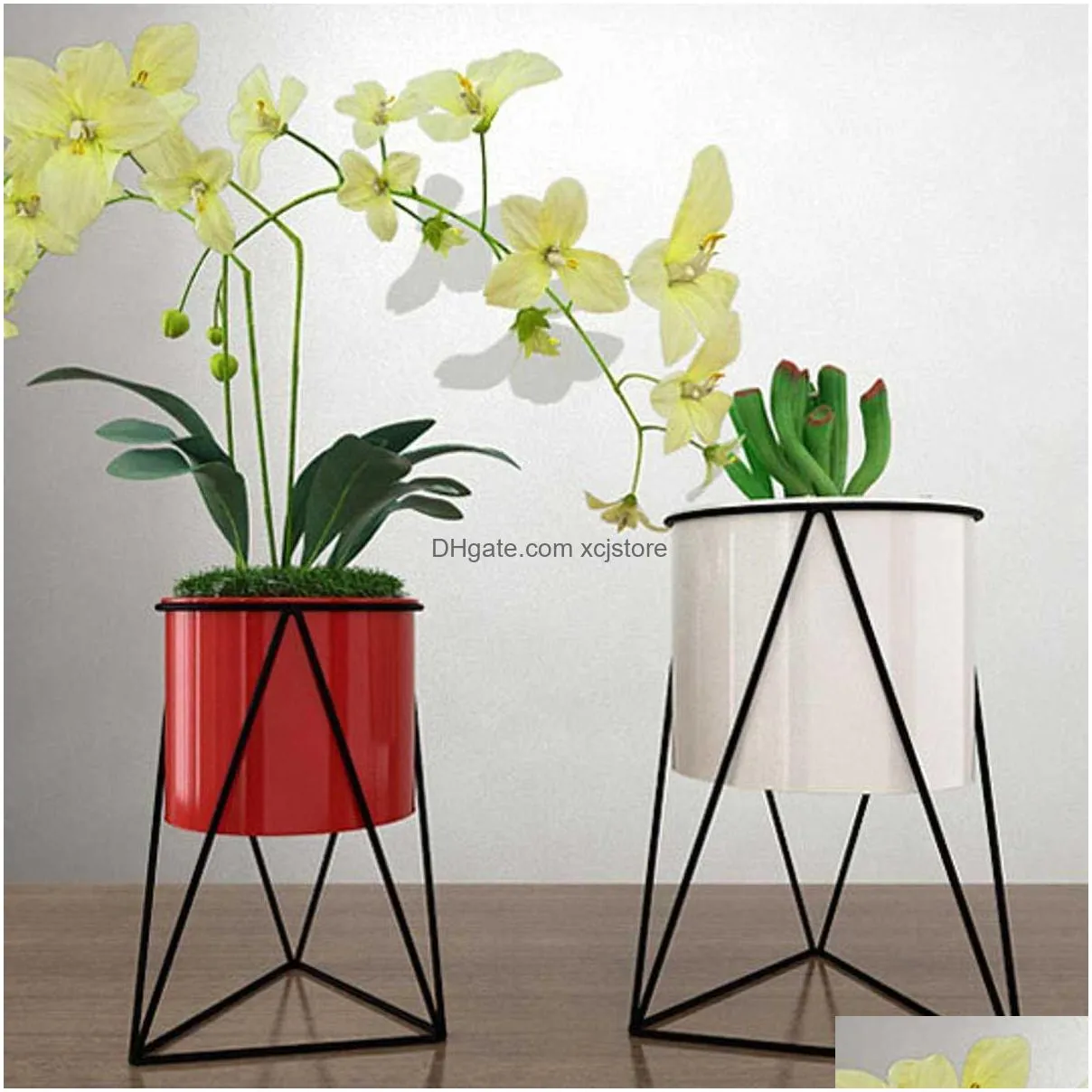 durable geometric metal flower pot stand indoor garden plant holder display planter iron flower stand gardening supplies s/l 210615