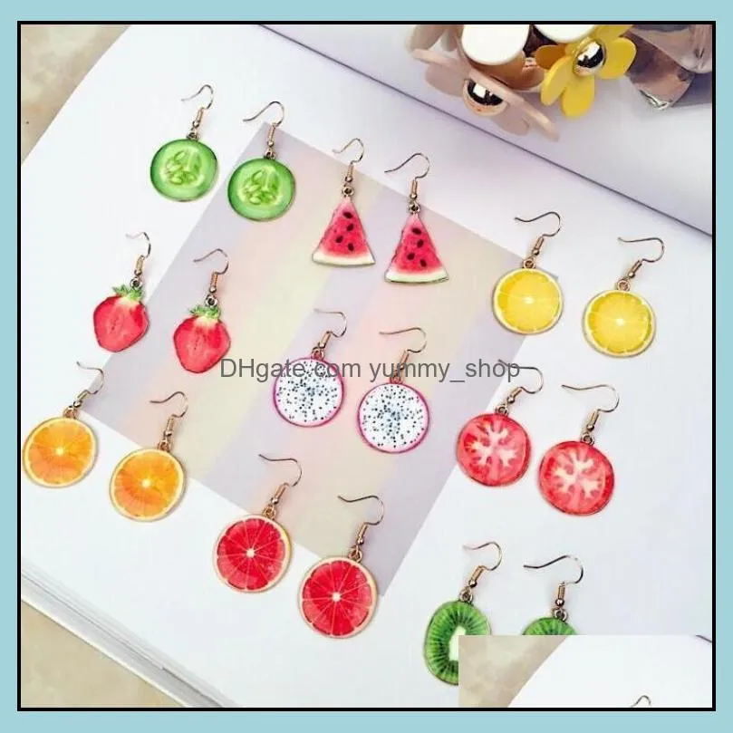 fruit shaped dangle earring lovely  watermelon strawberry kiwi earrings for woman and girl