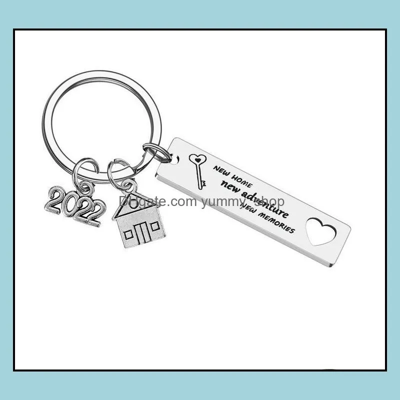 stainless steel housewarming key chain pendant family love keychains creative house luggage decoration key ring
