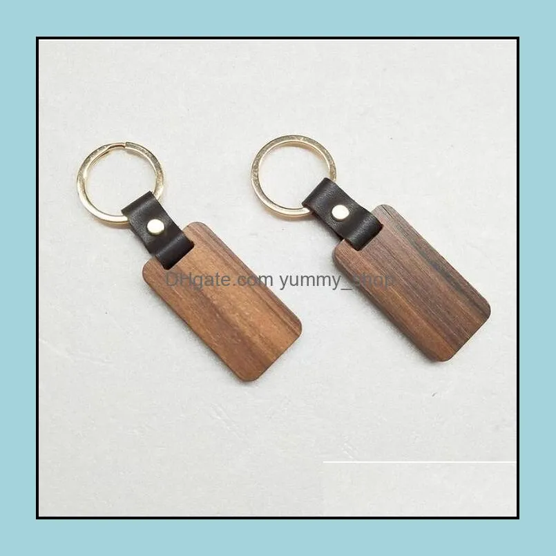 personalized leather keychain pendant beech wood carving keychains luggage decoration key ring diy fathers day gift