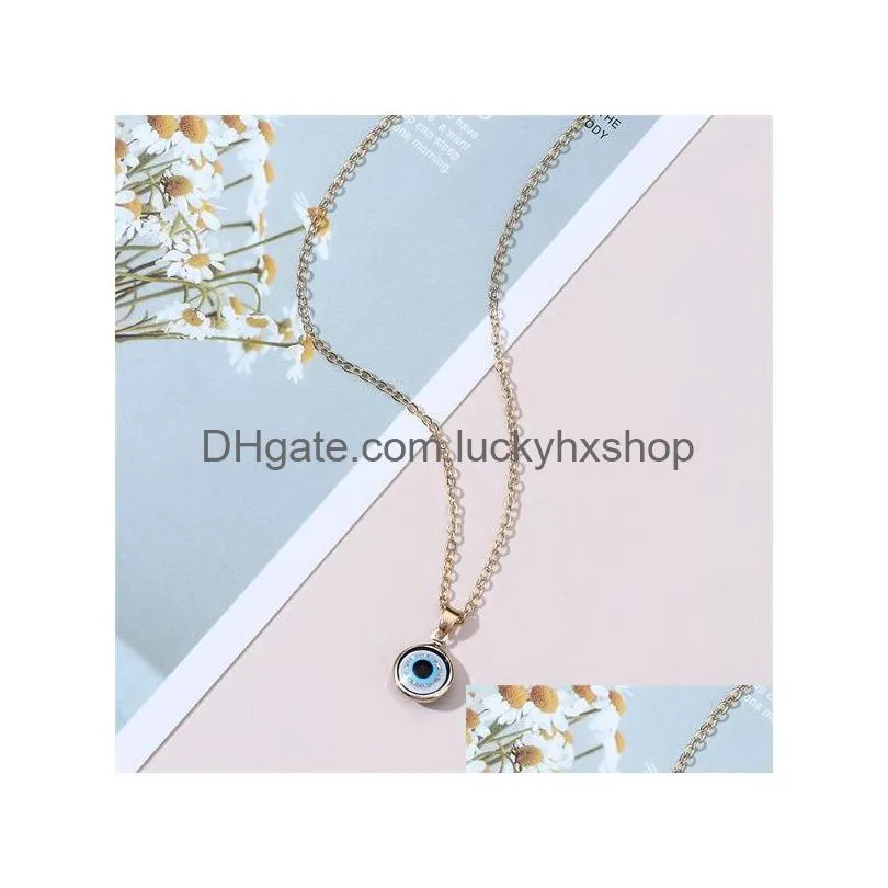 classic simple turkish crystal evil eyes pendant necklace for women fashion jewelry gold color clavicle chain choker necklaces ac414