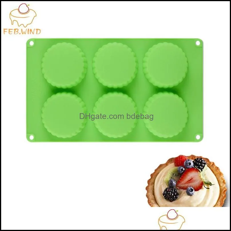 homemade silcone mini pie pan quiche/tart 6 cavity fluted tartlet pan/mold baking mold silicone soap molds 099 moulds