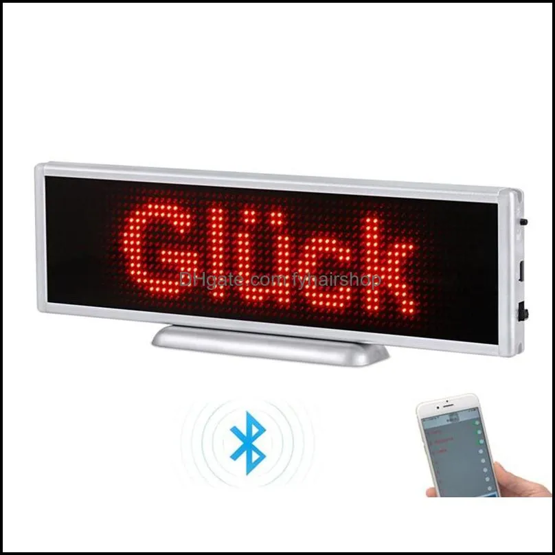 p3 bluetooth rechargeable led sign 16x64 pixels programable scrolling display panel for store desktop or hanging led sign