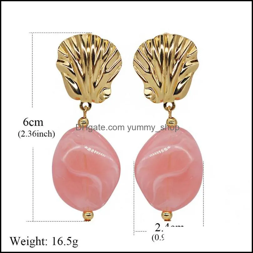 fashion color acrylic earrings irregular geometric metal resin stone dangle earring for women girls jewelry