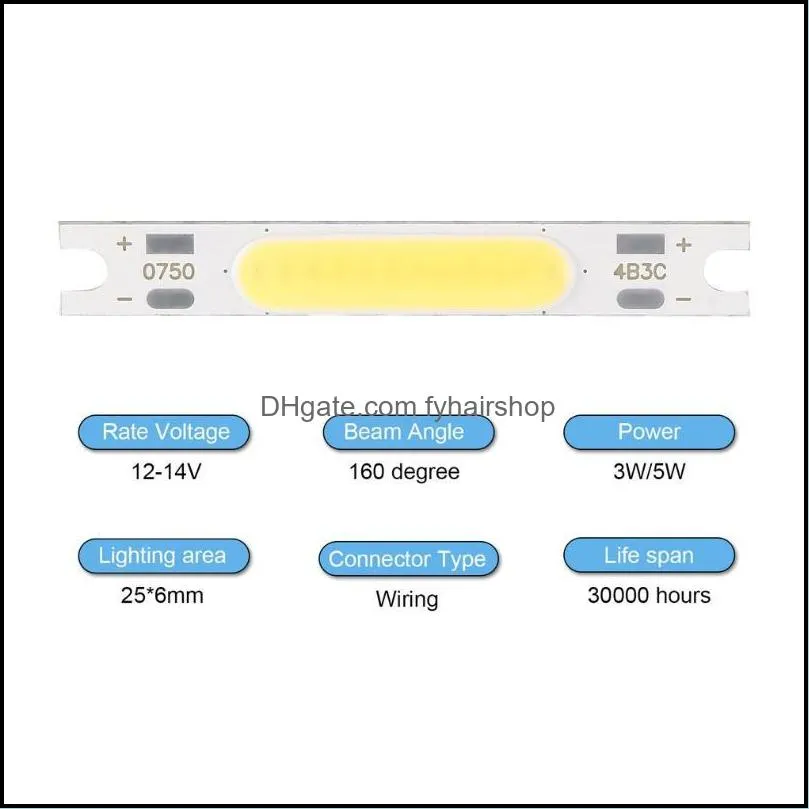 50x7mm 5w 9v led light strip cob module three lights colors optional chip bar diy kit modules