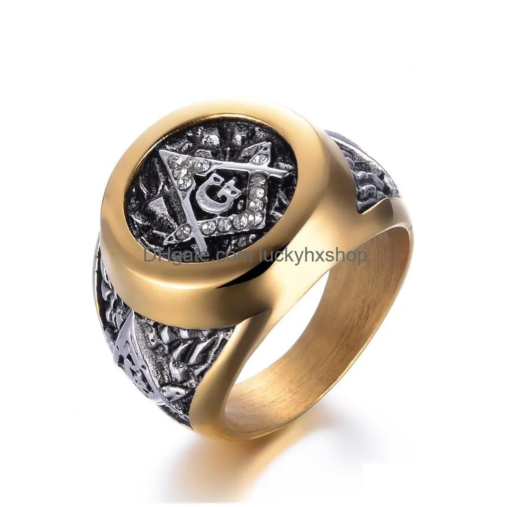 eejart stainless steel masonic ring for men mason symbol g templar masonry rings