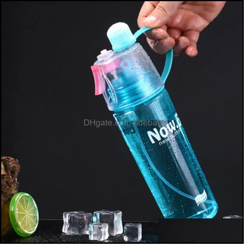 water bottles 400/600ml bottle spray plastic cup leakproof candy color gym yoga sport kettle travel camping portable