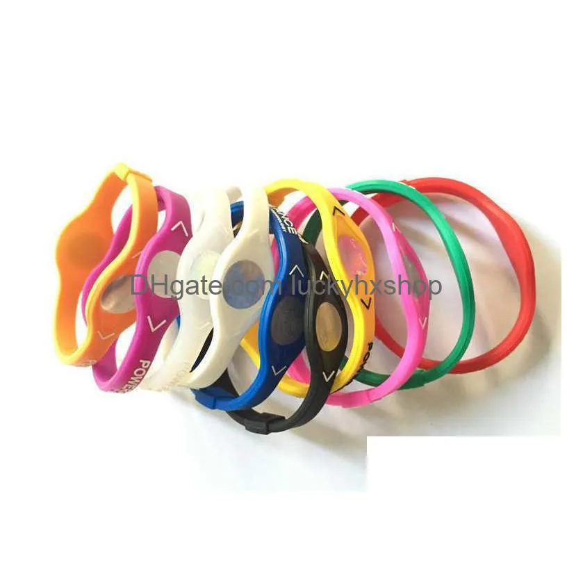 20pcs negative ion silicone power energy bracelet fashion durable sport wristbands balance ion magnetic therapy bracelets y07091119454