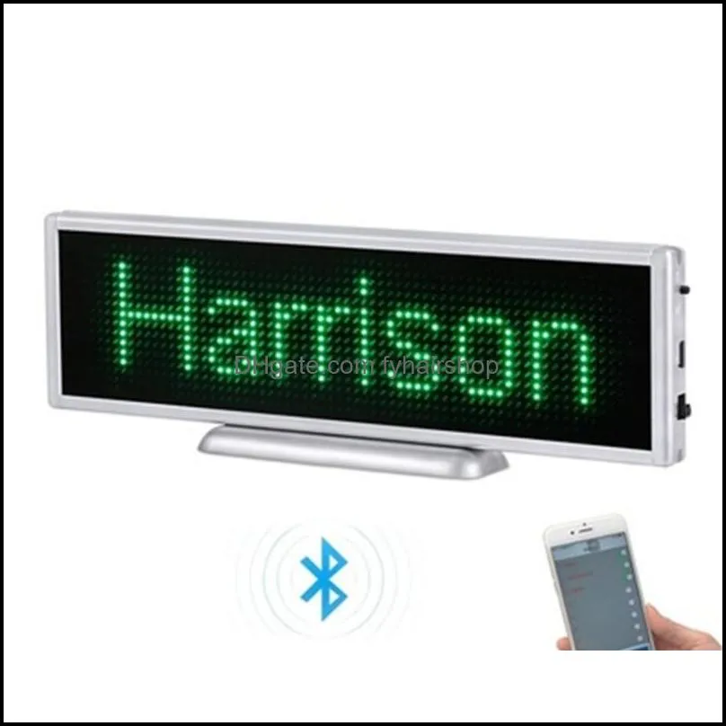 p3 bluetooth rechargeable led sign 16x64 pixels programable scrolling display panel for store desktop or hanging led sign