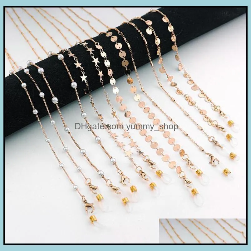 simple copper goldplated glasses chain antislip dropproof face mask necklace holder eyeglasses lanyard