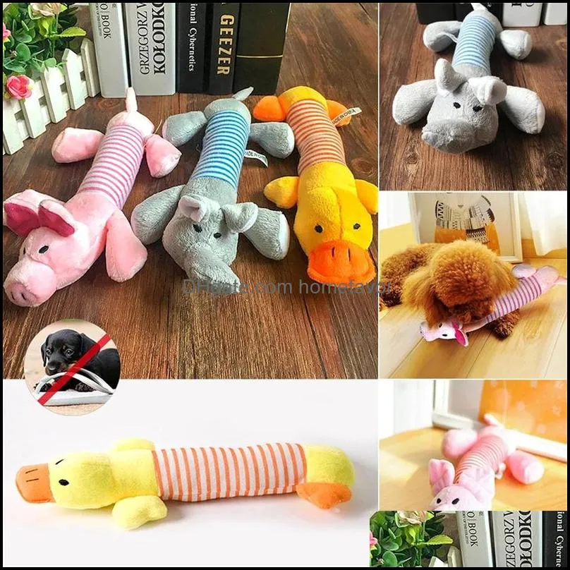 cute pet dog cat plush squeak sound dogs toys funny fleece durability chew molar toy fit for all pets elephant duck pig