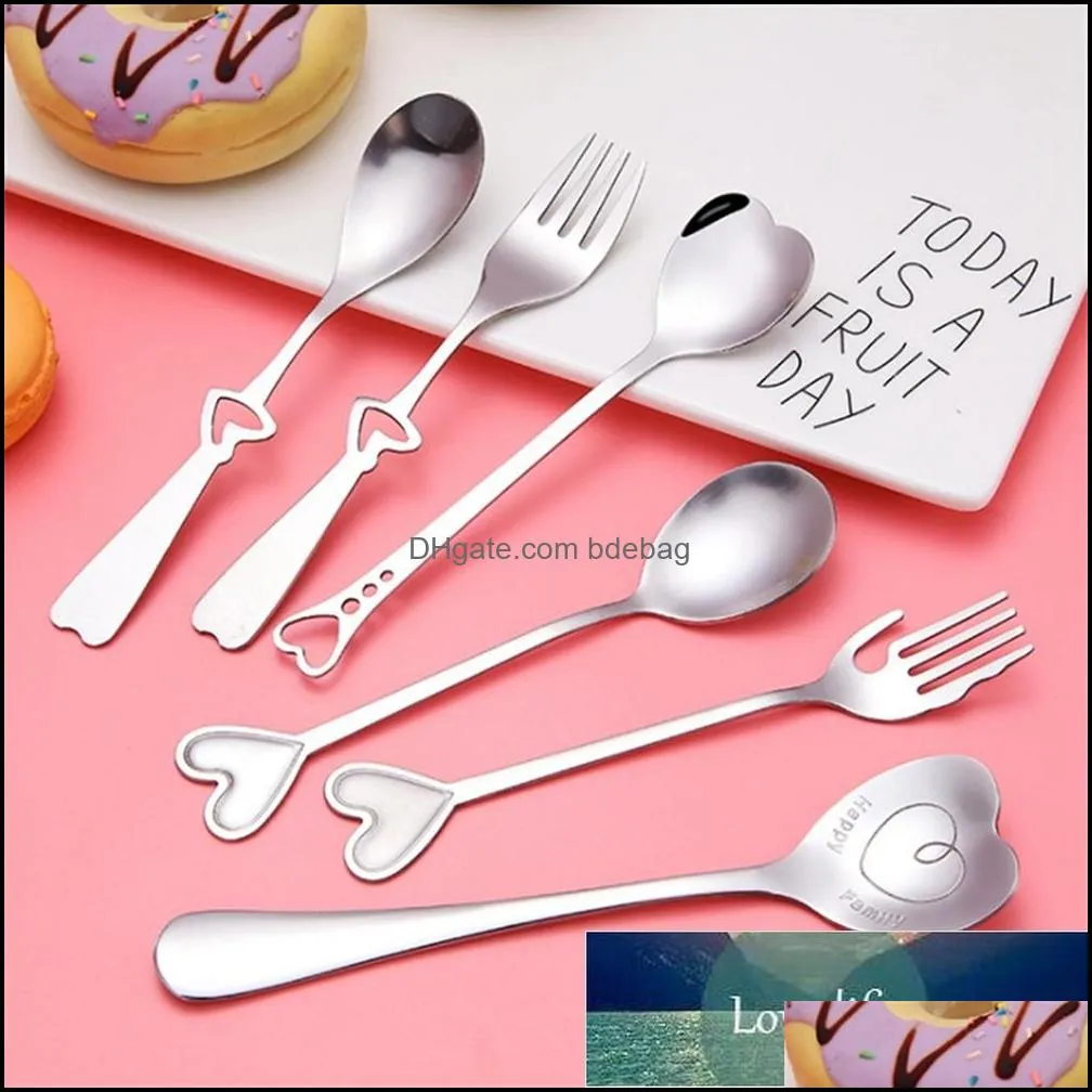 stainless steel spoon creative heart shaped fork coffee stirring spoon kitchen tableware