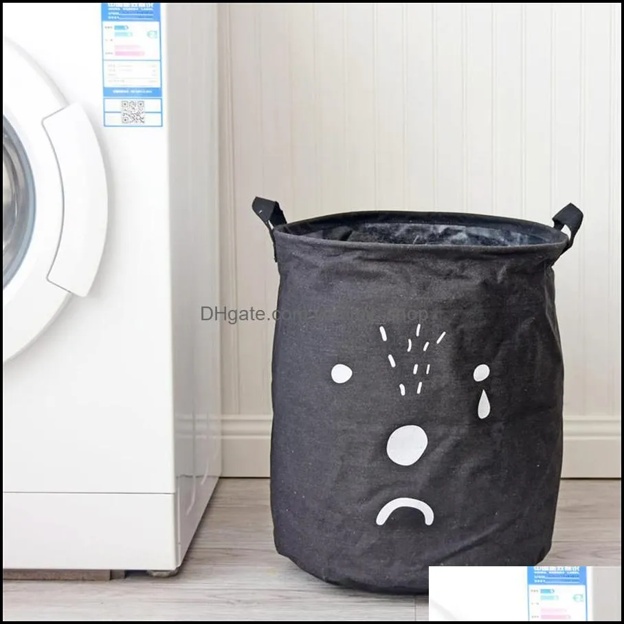 large toy storage bag cloth laundry basket cotton linen storage bucket waterproof folding dirty clothes