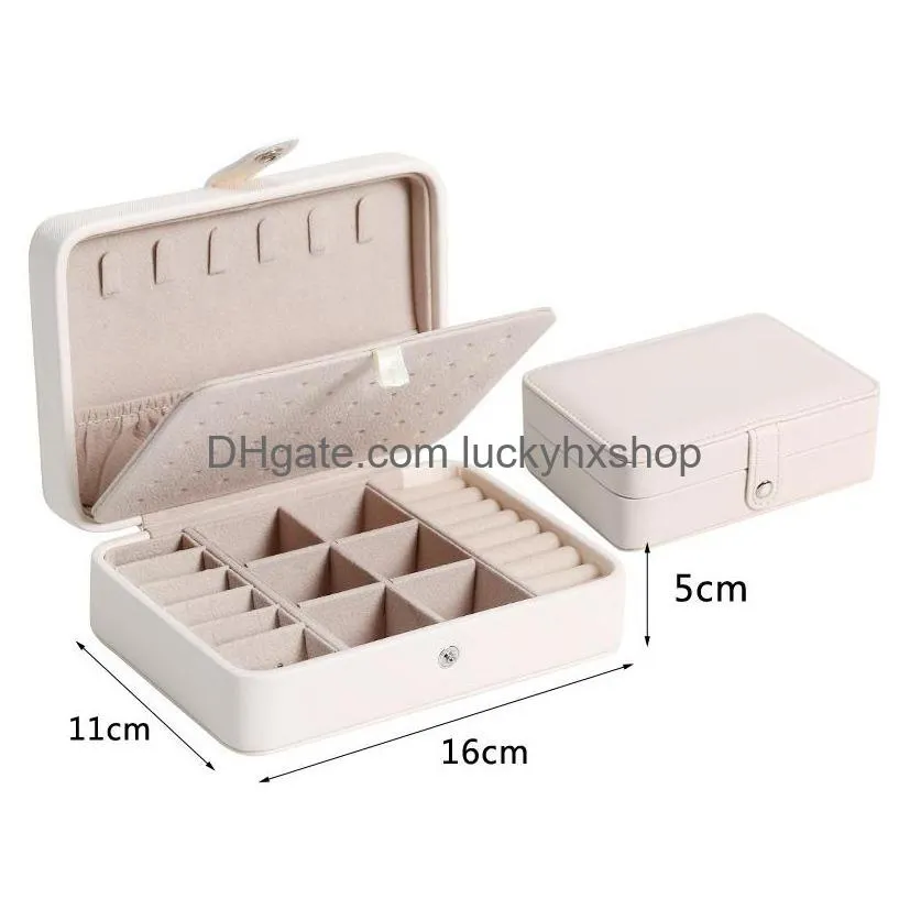 2022 pu leather jewellery storage earring boxes jewelry box display case organizer packaging storage for home travel girl gift2671970