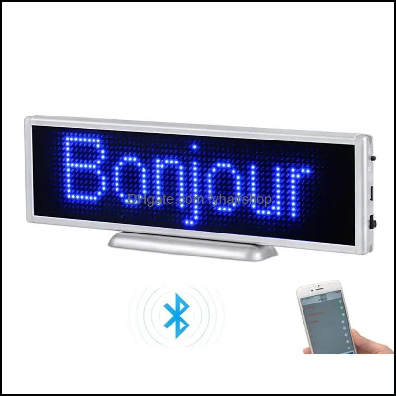 p3 bluetooth rechargeable led sign 16x64 pixels programable scrolling display panel for store desktop or hanging led sign