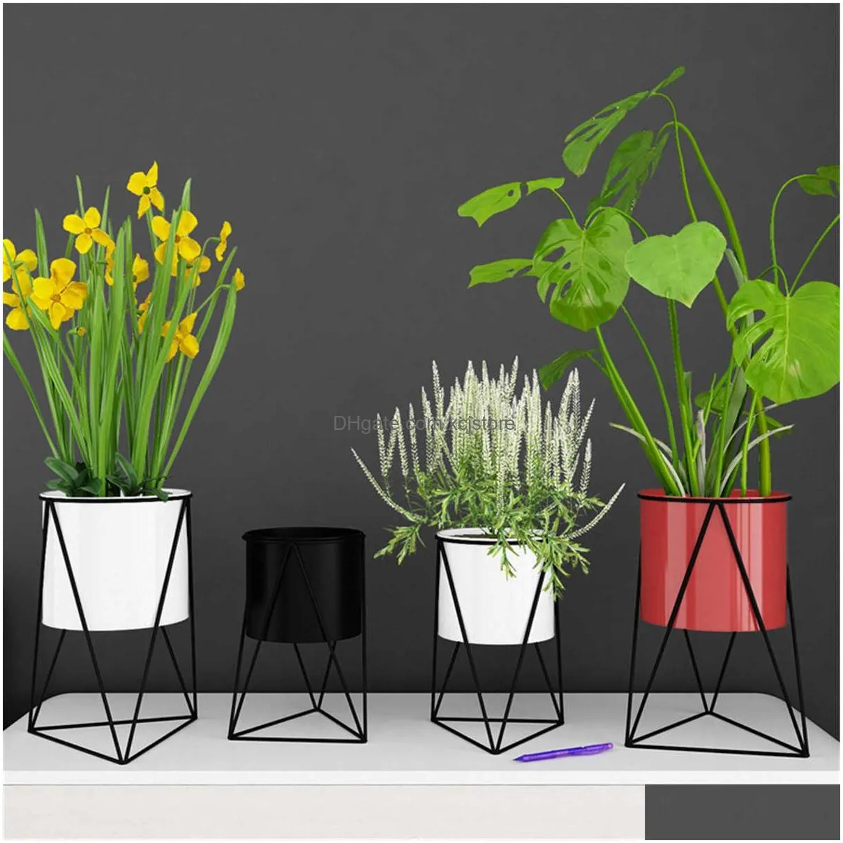 durable geometric metal flower pot stand indoor garden plant holder display planter iron flower stand gardening supplies s/l 210615