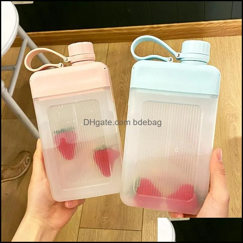 water bottles summer creative flat bottle bpa simple large capacity clear plastic cup portable square sports drink