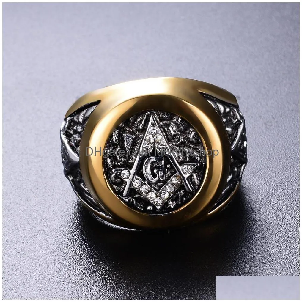 eejart stainless steel masonic ring for men mason symbol g templar masonry rings