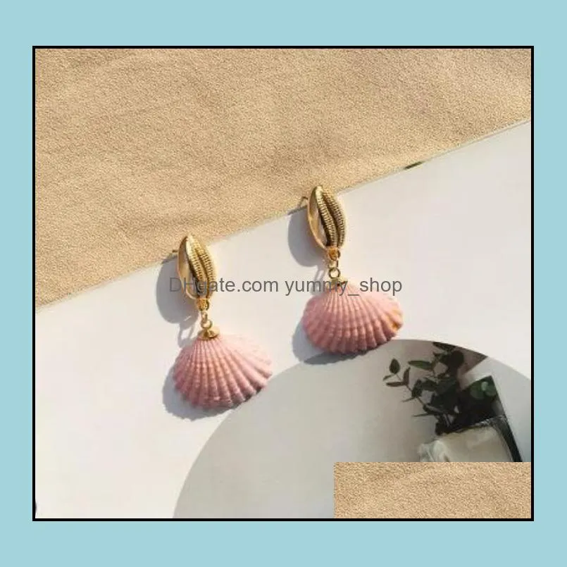 handmade shell dangle earrings bohemian gold irregular seashell conch earring for women girl lady beach holiday jewelry gift wholesale