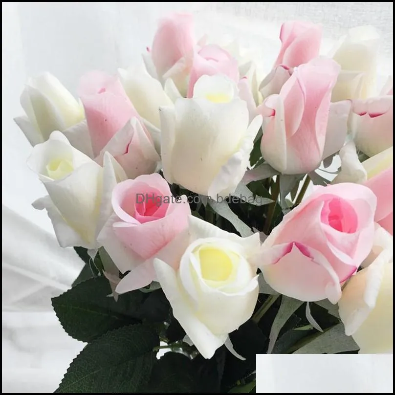 20pcs/set artificial silk real touch rose floral bouquet fake flowers arrange table wedding decor party accessory flores decorative 