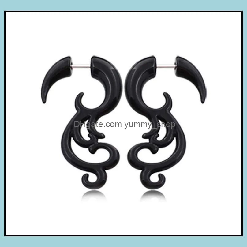 punk tribal spiral fake gauges acrylic ear tapers fake plugs horn stud earrings wing faux fake plug piercings body