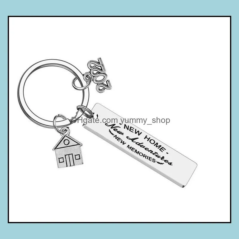stainless steel housewarming key chain pendant family love keychains creative house luggage decoration key ring