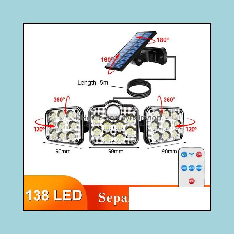 outdoor wall lamps led remote solar lights light with motion sensor 3 induction models 270°angle adjustable power flood