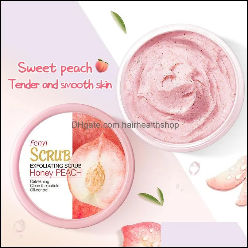 peach body exfoliating scrub cream face deep cleansing skin whitening remove dead moisturizing facial cleaning tool 6pcs